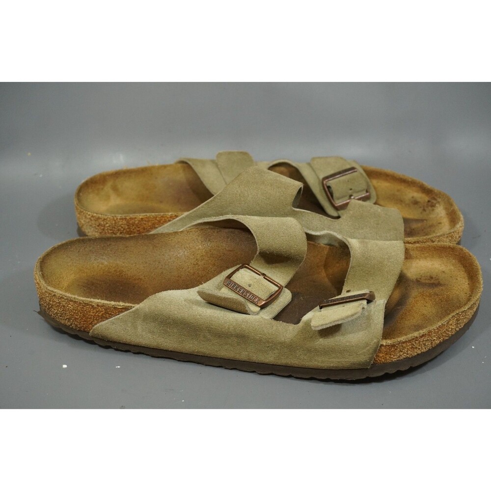 Birkenstock Arizona Taupe Suede Two Strap Sandals Mens 47 EU Mens Sz 14